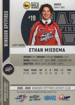 2022-23 Windsor Spitfires (OHL) #NNO Ethan Miedema Back