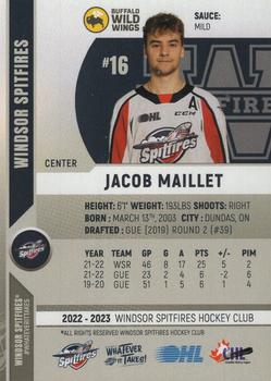 2022-23 Windsor Spitfires (OHL) #NNO Jacob Maillet Back