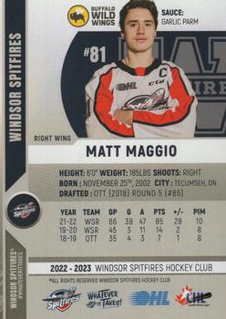 2022-23 Windsor Spitfires (OHL) #NNO Matthew Maggio Back