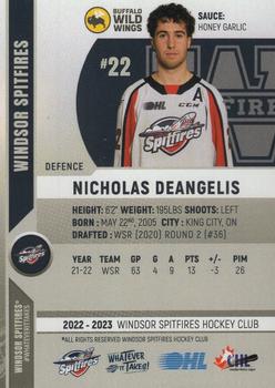 2022-23 Windsor Spitfires (OHL) #NNO Nicholas Deangelis Back