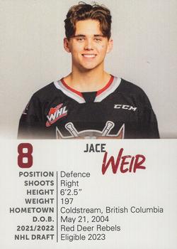 2022-23 Red Deer Rebels (WHL) #NNO Jace Weir Back