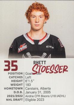 2022-23 Red Deer Rebels (WHL) #NNO Rhett Stoesser Back