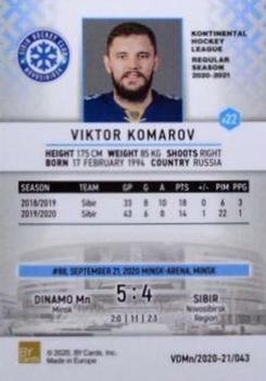 2020-21 BY Cards Visiting Dinamo Minsk (Unlicensed) #VDMn/2020-21/043 Viktor Komarov Back