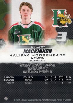 2022-23 Extreme Halifax Mooseheads (QMJHL) #1 Dylan MacKinnon Back