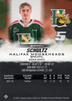 2022-23 Extreme Halifax Mooseheads (QMJHL) #2 Brady Schultz Back