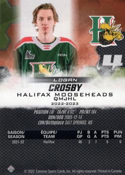 2022-23 Extreme Halifax Mooseheads (QMJHL) #10 Logan Crosby Back
