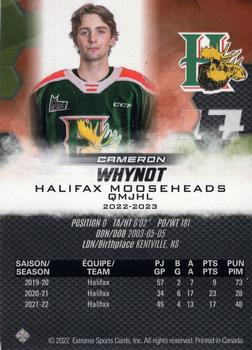 2022-23 Extreme Halifax Mooseheads (QMJHL) #11 Cameron Whynot Back