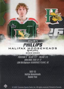 2022-23 Extreme Halifax Mooseheads (QMJHL) #14 Owen Phillips Back