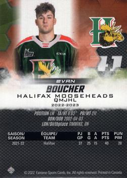 2022-23 Extreme Halifax Mooseheads (QMJHL) #21 Evan Boucher Back