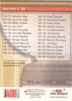 2005-06 Czech OFS - NH Die Cut Uncut #26 Jaromir Jagr Back