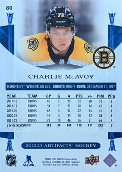 2022-23 Upper Deck Artifacts - Turquoise #80 Charlie McAvoy Back