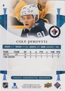 2022-23 Upper Deck Artifacts - Royal Blue #4 Cole Perfetti Back
