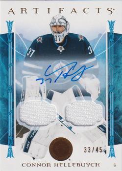 2022-23 Upper Deck Artifacts - Auto Material Gold #141 Connor Hellebuyck Front