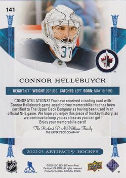2022-23 Upper Deck Artifacts - Horizontal Material #141 Connor Hellebuyck Back