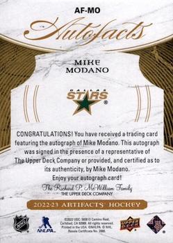 2022-23 Upper Deck Artifacts - Auto Facts #AF-MO Mike Modano Back