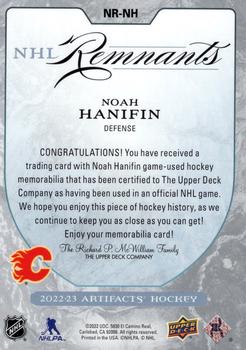 2022-23 Upper Deck Artifacts - NHL Remnants #NR-NH Noah Hanifin Back
