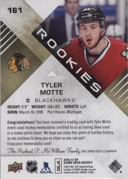 2016-17 SP Game Used - Gold Material Authentic Rookies Achievement #161 Tyler Motte Back