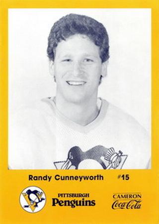 1986-87 Cameron Coca-Cola Pittsburgh Penguins #NNO Randy Cunneyworth Front