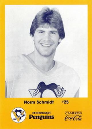 1986-87 Cameron Coca-Cola Pittsburgh Penguins #NNO Norm Schmidt Front