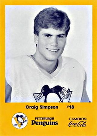 1986-87 Cameron Coca-Cola Pittsburgh Penguins #NNO Craig Simpson Front