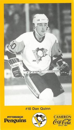 1988-89 Cameron Coca-Cola Pittsburgh Penguins #NNO Dan Quinn Front