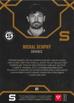 2022-23 SportZoo HC Sparta Praha #03 Michal Kempny Back