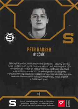 2022-23 SportZoo HC Sparta Praha #10 Petr Hauser Back