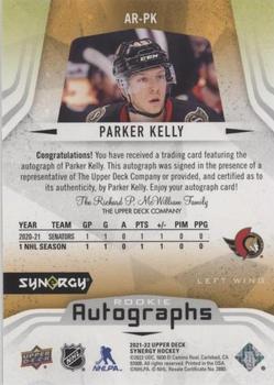 2021-22 Upper Deck Synergy - Autographs Rookies #AR-PK Parker Kelly Back
