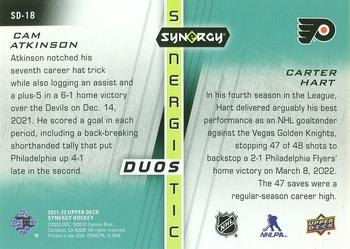 2021-22 Upper Deck Synergy - Synergistic Duos Stars Red #SD-18 Cam Atkinson / Carter Hart Back