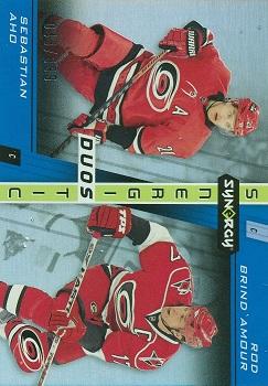 2021-22 Upper Deck Synergy - Synergistic Duos Stars and Legends #SD-12 Sebastian Aho / Rod Brind`Amour Front