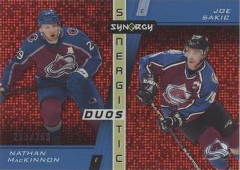 2021-22 Upper Deck Synergy - Synergistic Duos Stars and Legends Red #SD-3 Nathan MacKinnon / Joe Sakic Front