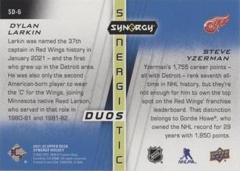2021-22 Upper Deck Synergy - Synergistic Duos Stars and Legends Red #SD-6 Dylan Larkin / Steve Yzerman Back