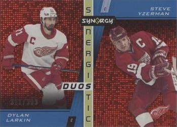 2021-22 Upper Deck Synergy - Synergistic Duos Stars and Legends Red #SD-6 Dylan Larkin / Steve Yzerman Front