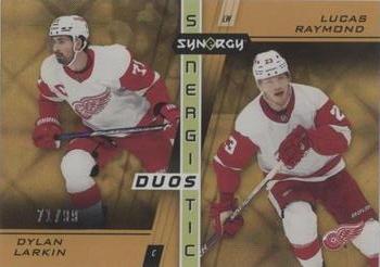 2021-22 Upper Deck Synergy - Synergistic Duos Stars and Rookies Gold #SD-6 Dylan Larkin / Lucas Raymond Front