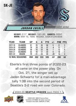 2022-23 Upper Deck Seattle Kraken #SK-JE Jordan Eberle Back