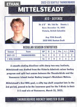 2022-23 Seattle Thunderbirds (WHL) Booster Club #NNO Ethan Mittelsteadt Back