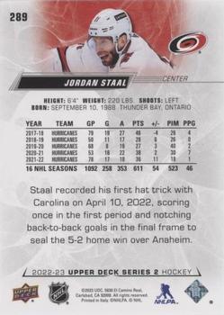 2022-23 Upper Deck - Silver Foil #289 Jordan Staal Back