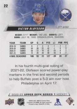 2022-23 Upper Deck - Speckled Rainbow Foil #22 Victor Olofsson Back