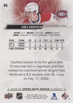 2022-23 Upper Deck - Speckled Rainbow Foil #95 Cole Caufield Back