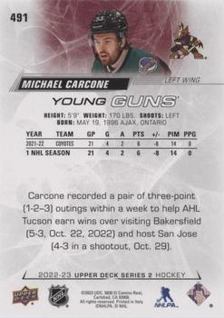 2022-23 Upper Deck - Speckled Rainbow Foil #491 Michael Carcone Back