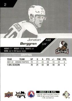 2022-23 Upper Deck AHL #2 Jonatan Berggren Back