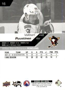 2022-23 Upper Deck AHL #16 Valtteri Puustinen Back