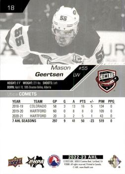 2022-23 Upper Deck AHL #18 Mason Geertsen Back