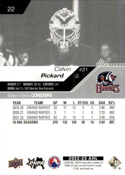 2022-23 Upper Deck AHL #22 Calvin Pickard Back