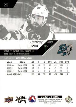 2022-23 Upper Deck AHL #26 Jeffrey Viel Back