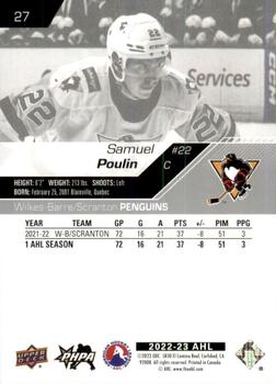 2022-23 Upper Deck AHL #27 Samuel Poulin Back
