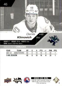 2022-23 Upper Deck AHL #46 Danila Klimovich Back