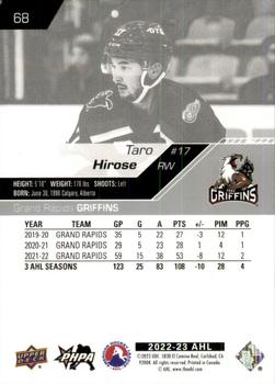 2022-23 Upper Deck AHL #68 Taro Hirose Back