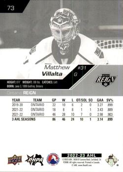 2022-23 Upper Deck AHL #73 Matthew Villalta Back