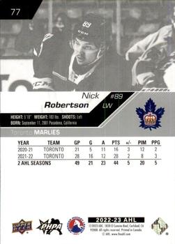 2022-23 Upper Deck AHL #77 Nick Robertson Back